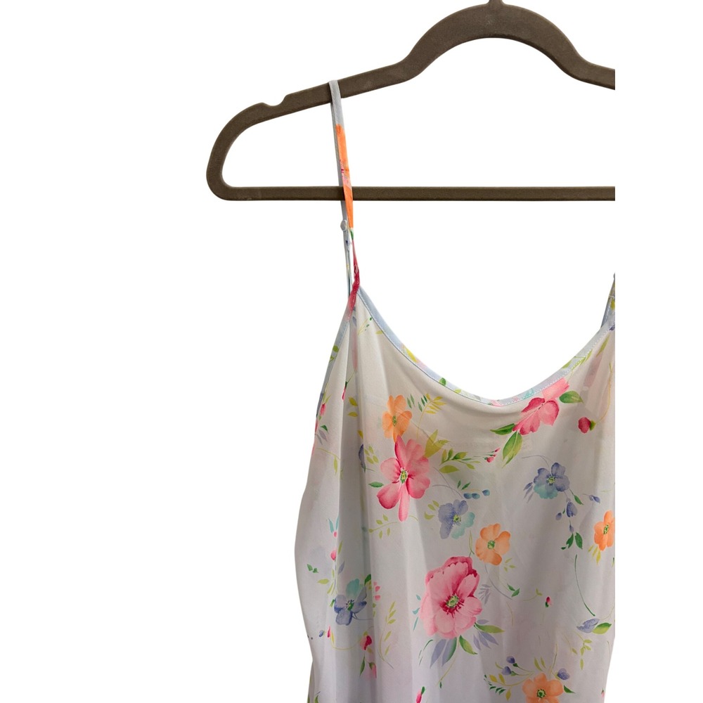 Nightgown Floral Y2K Victoria's Secret Women Medium Blue Ruffle Hem Chemise - Picture 3 of 4
